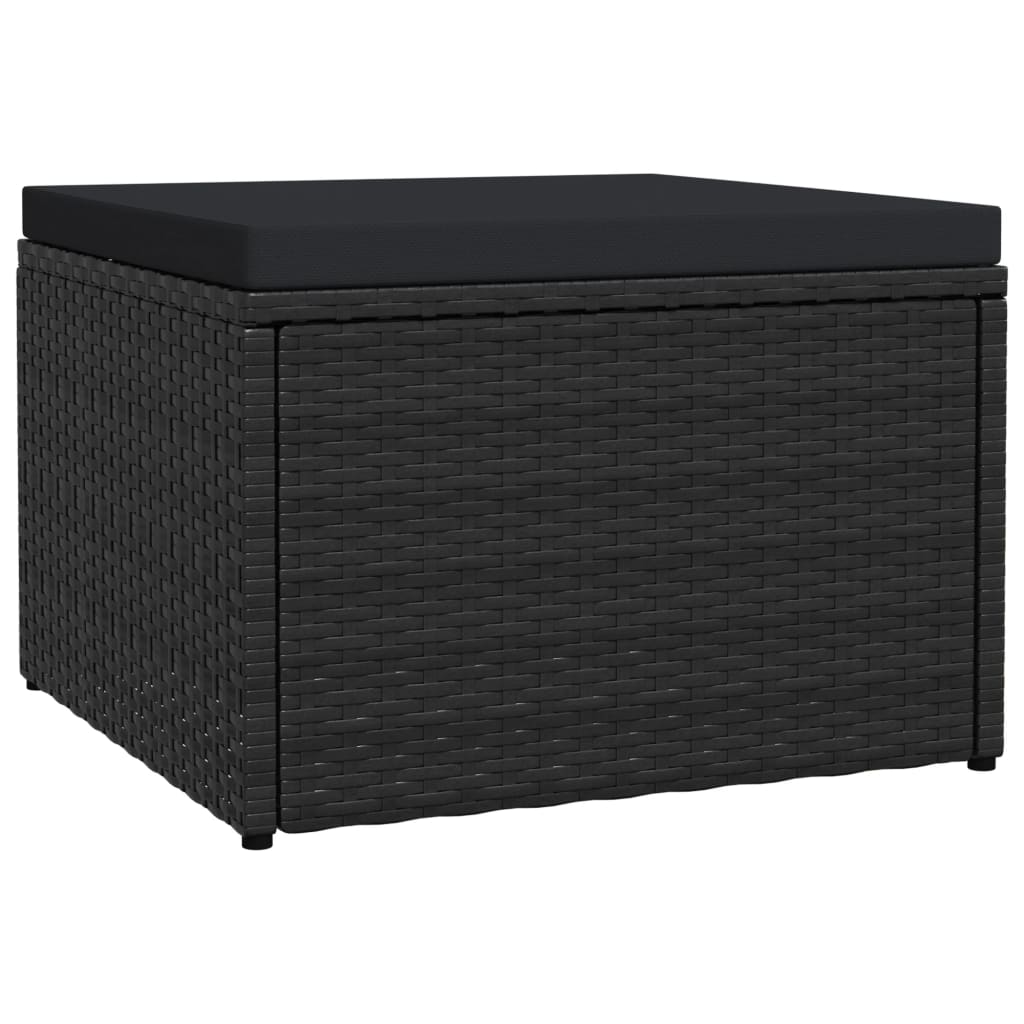 

vidaXL Garden Footstool with Cushion Black Poly Rattan