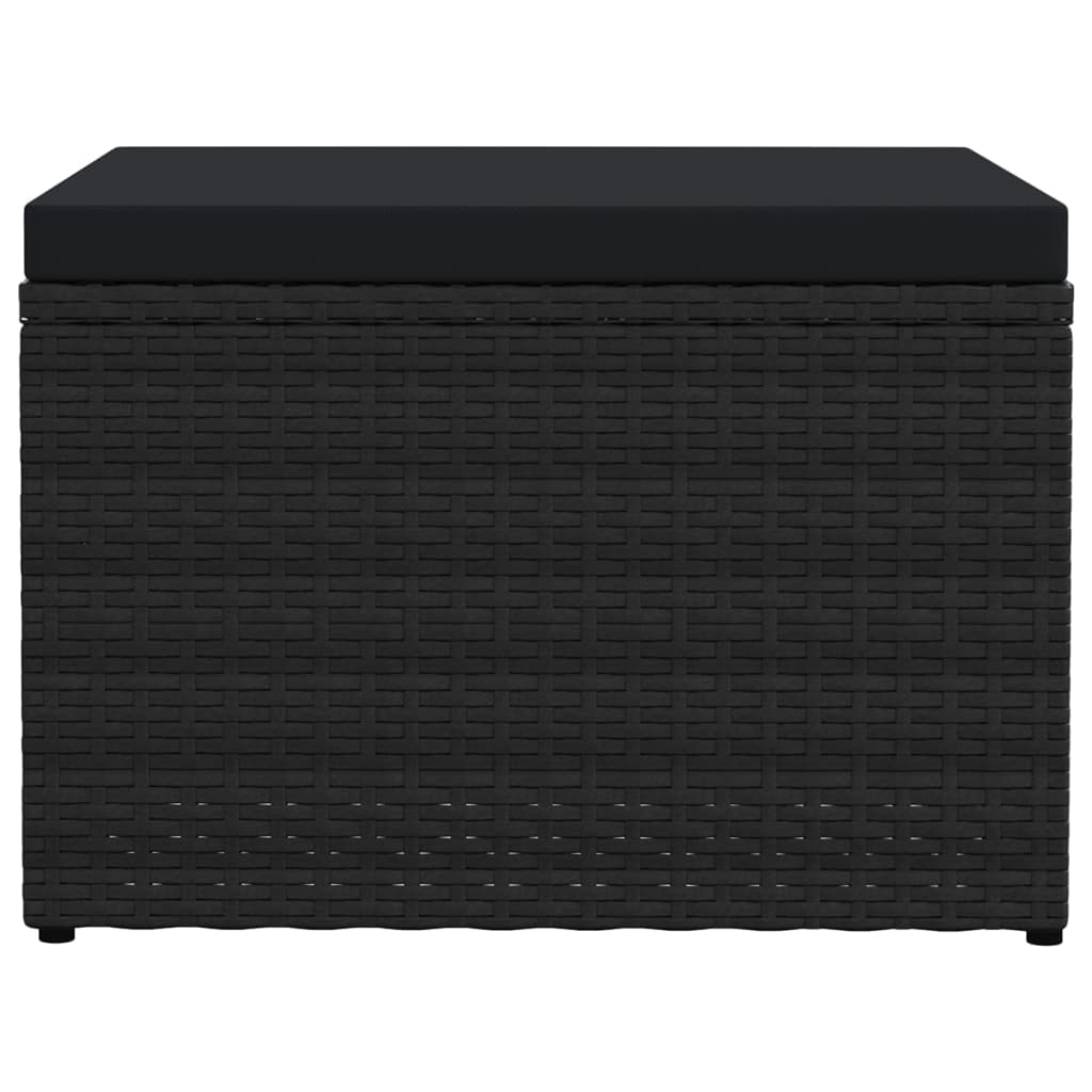 Thumbnail - vidaXL Outdoor-Fußhocker mit Kissen Schwarz Polyrattan