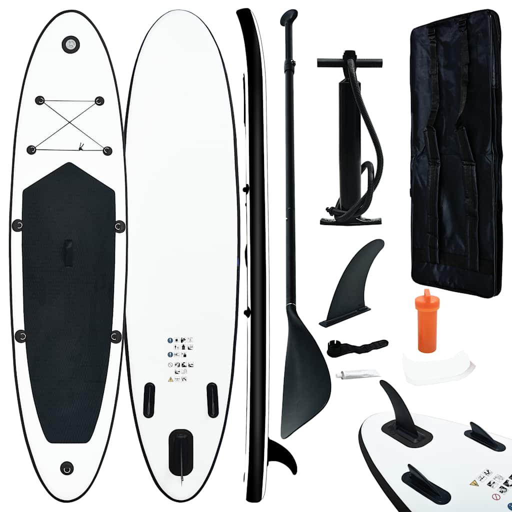 vidaXL Aufblasbares Stand Up Paddle Board Set Schwarz und Weiß