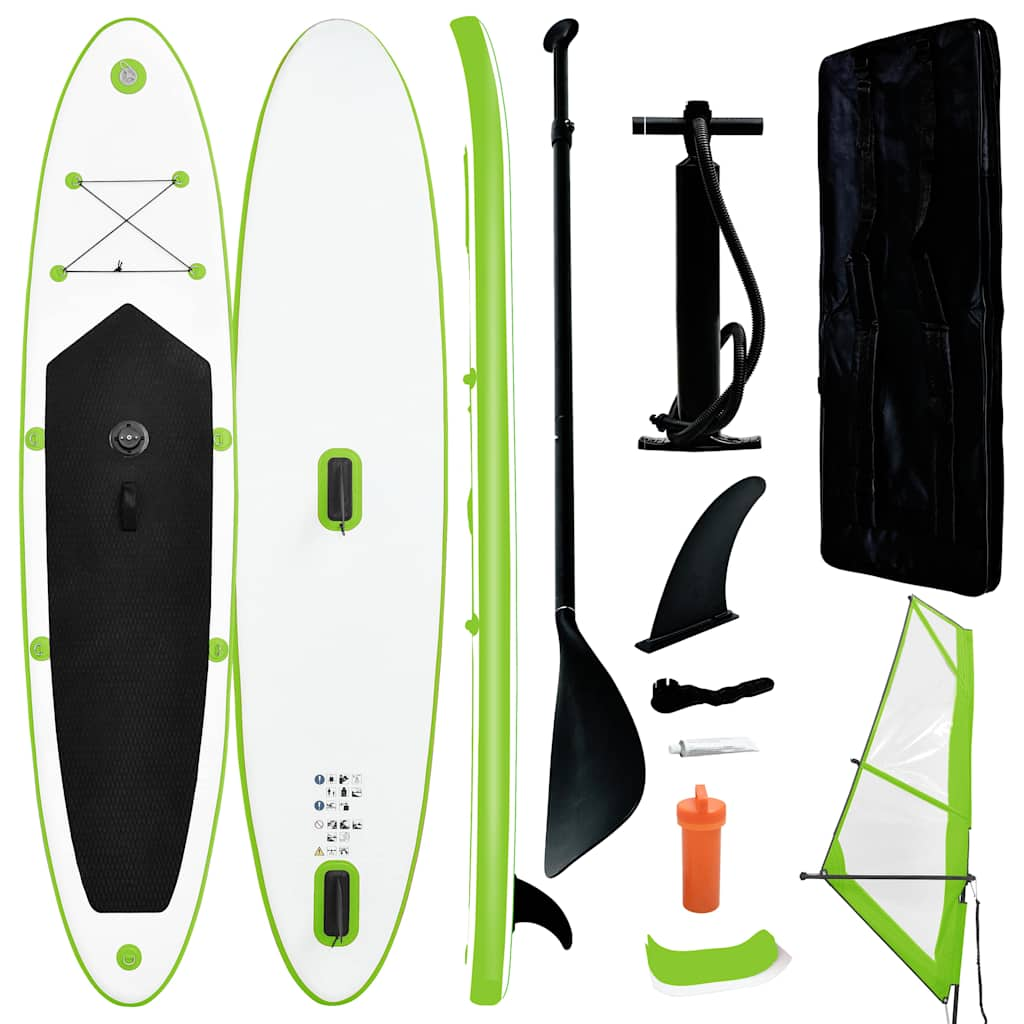 vidaXL Nafukovací Stand Up Paddleboard s plachtou zeleno-bílý