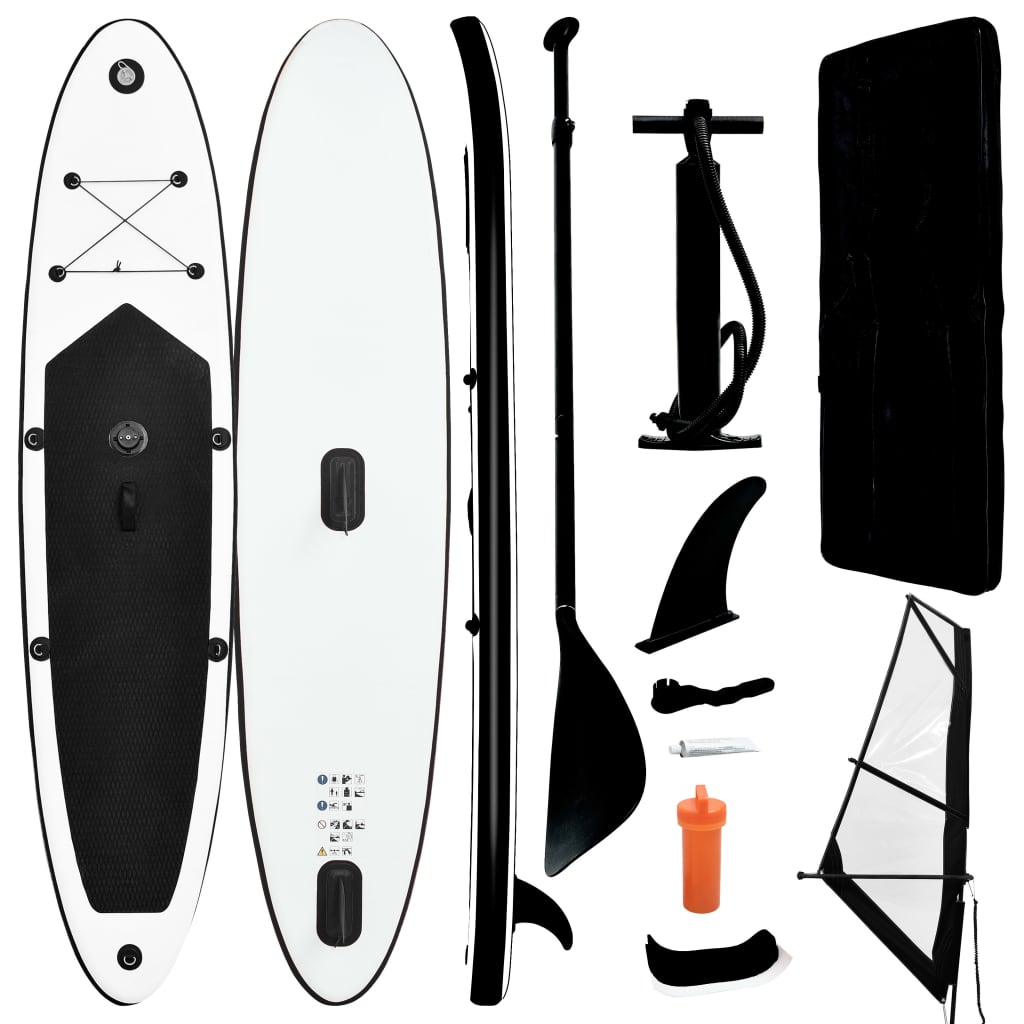 vidaXL Nafukovací SUP paddleboard s plachtou černo-bílý