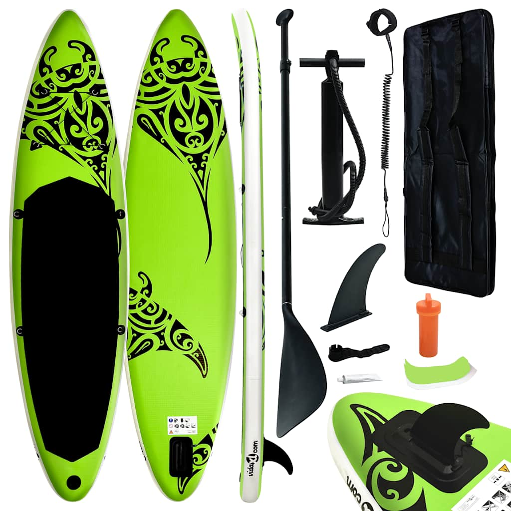 vidaXL Nafukovací Stand Up Paddleboard 305x76x15 cm zelený