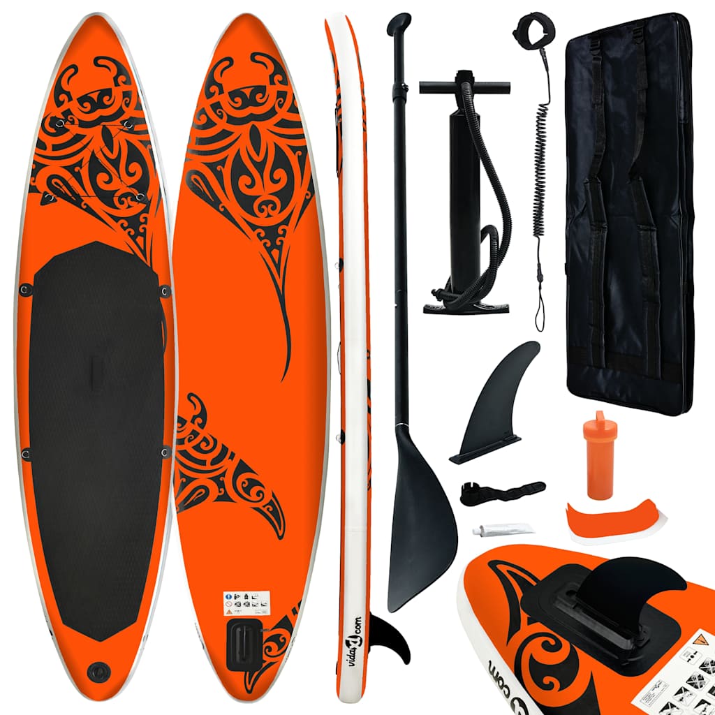 vidaXL Nafukovací SUP paddleboard a příslušenství 305x76x15cm oranžový