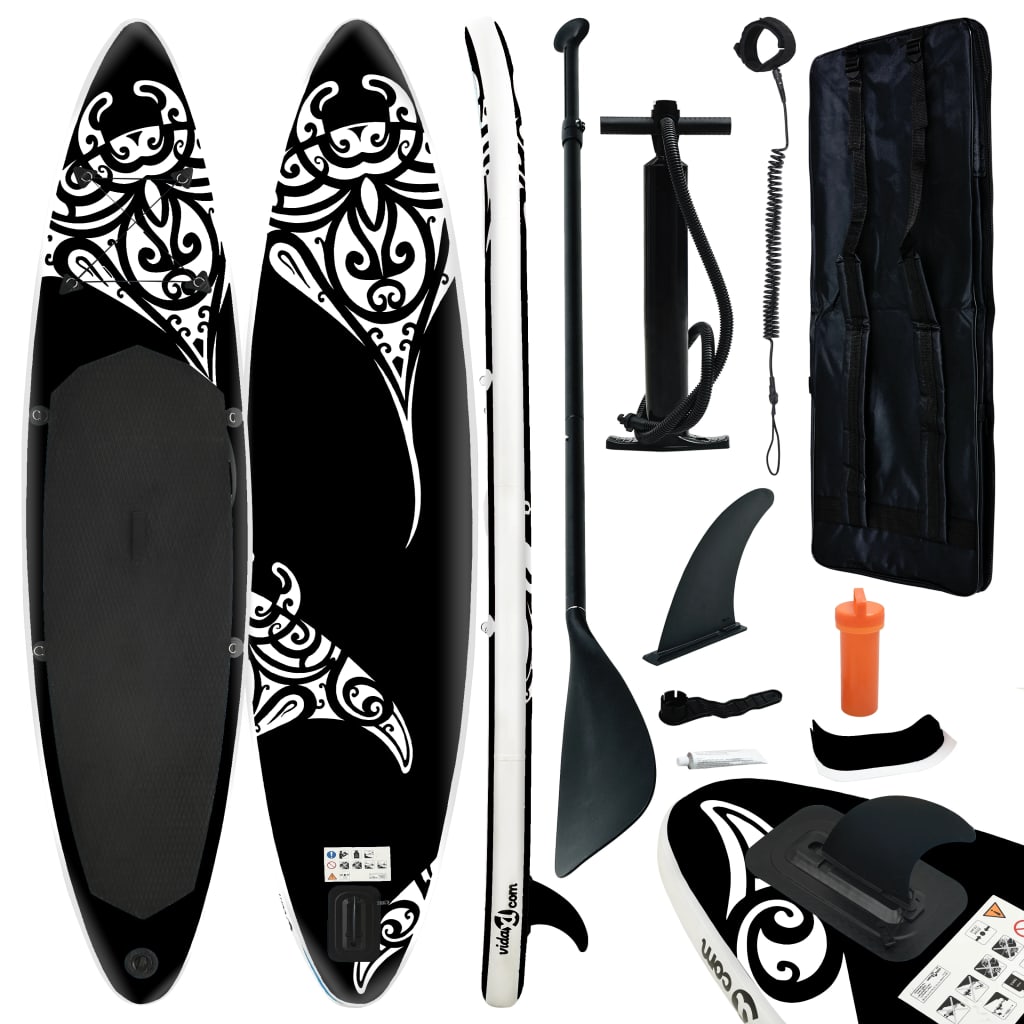 vidaXL Nafukovací SUP paddleboard 305 x 76 x 15 cm černý