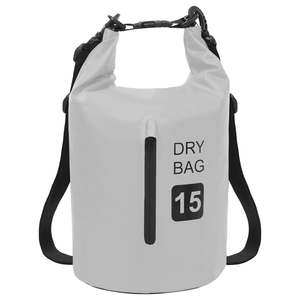 vidaXL ūdens soma ar rāvējslēdzēju, pelēka, 15 L, PVC