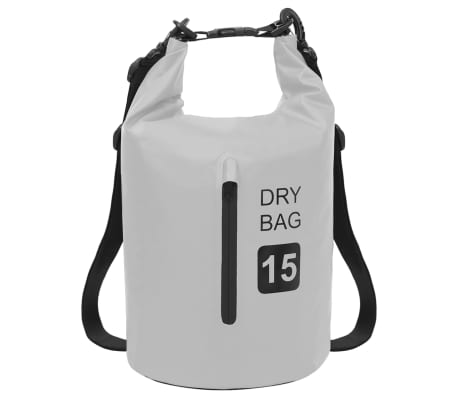 vidaXL Dry Bag with Zipper Grey 15 L PVC