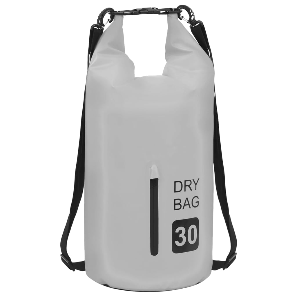 

vidaXL Drybag met rits 30 L PVC grijs