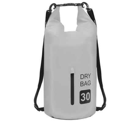 vidaXL Bolsa impermeável com fecho 30 L PVC cinzento