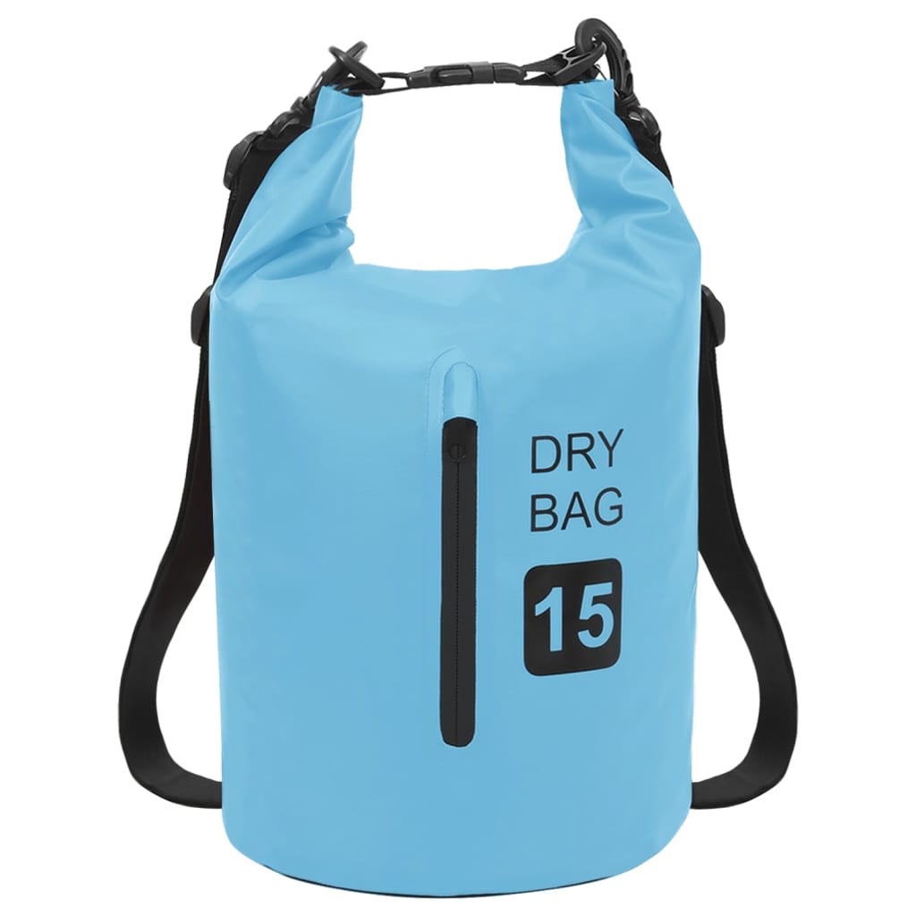 vidaXL Dry Bag with Zipper Blue 15 L PVC