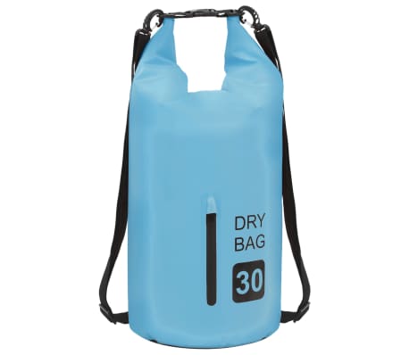 vidaXL Kuivapussi vetoketjulla sininen 30 l PVC