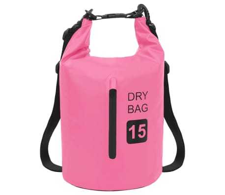 vidaXL Dry Bag with Zipper Pink 15 L PVC