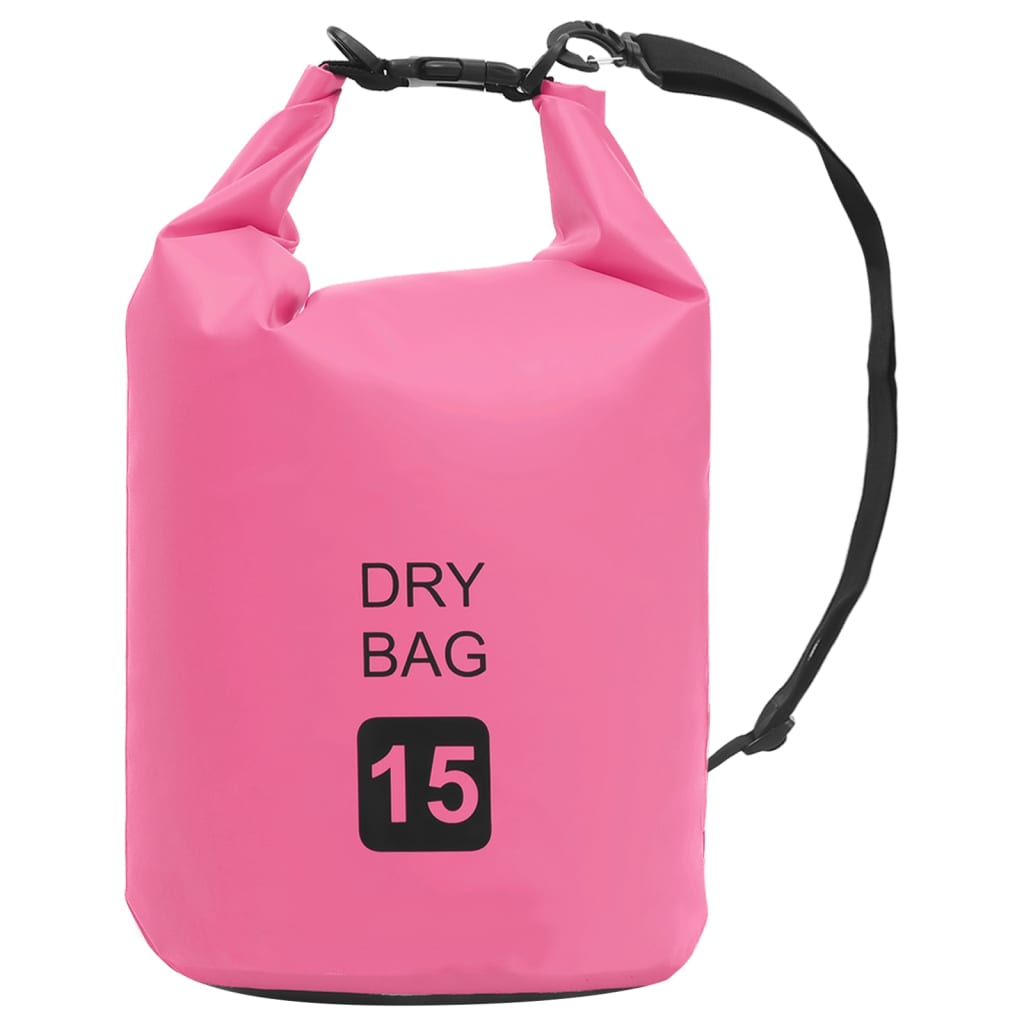 Vandeniui atsparus krepšys, rožinės spalvos, PVC, 15l
