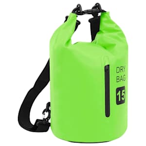 Nepromokavý vak se zipem zelený 15 l PVC - obrázek 1