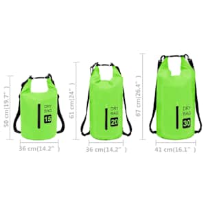 Nepromokavý vak se zipem zelený 20 l PVC - obrázek 10