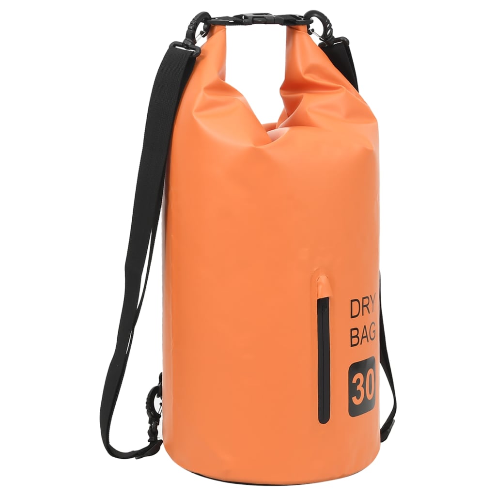 Kuivapussi vetoketjulla oranssi 30 l PVC