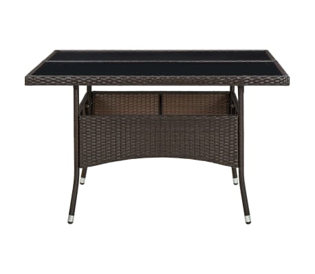 vidaXL Outdoor Dining Table Brown Poly Rattan and Glass