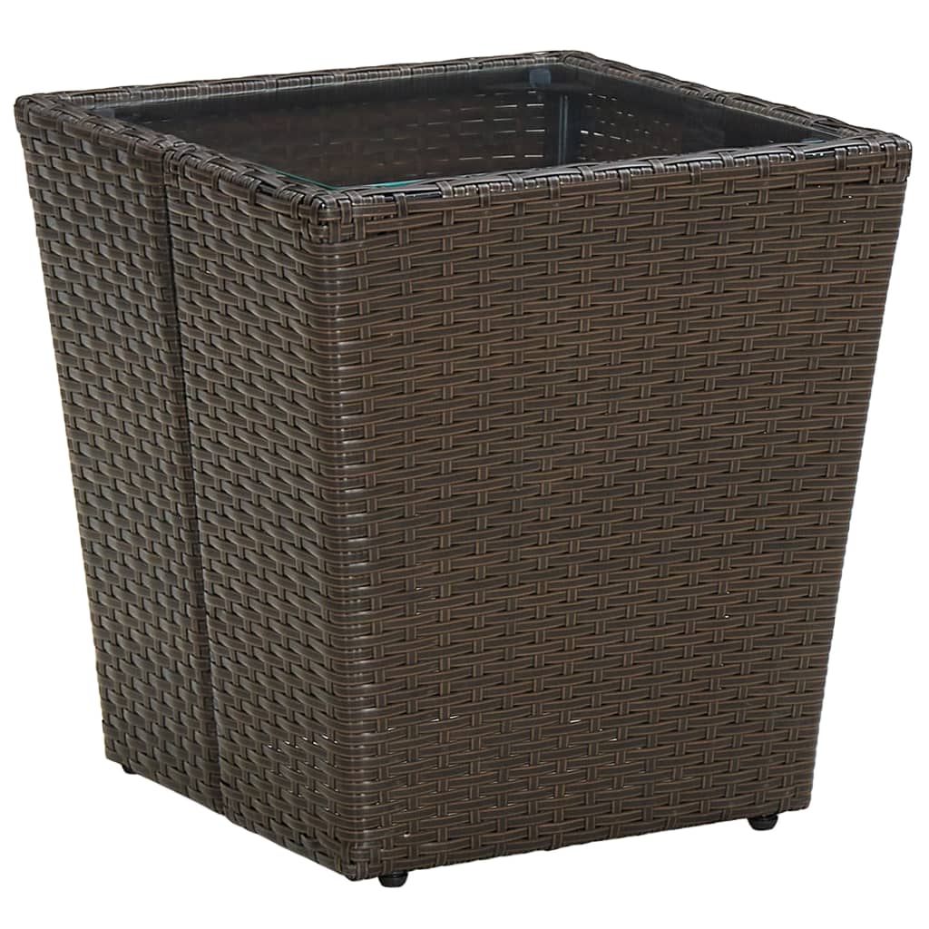 vidaXL Beistelltisch Braun 41,5x41,5x44 cm Poly Rattan und Hartglas