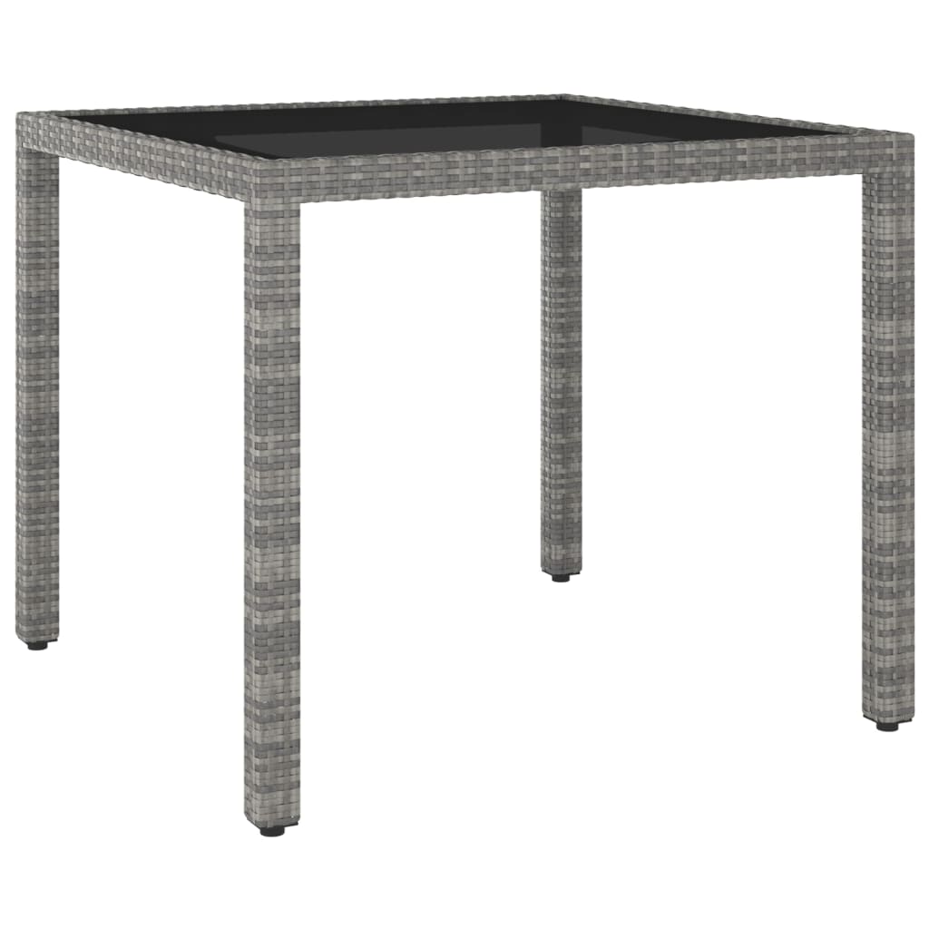 vidaXL Puutarhapöytä harmaa 90x90x75 cm polyrottinki
