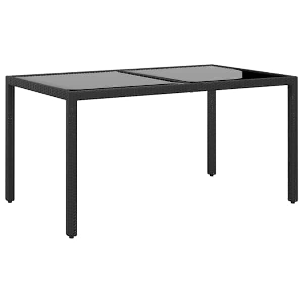 vidaXL aialaud, 150 x 90 x 75 cm, karastatud klaas ja pol&uuml;rotang, must