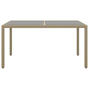 Zahradní stůl 150 x 90 x 75 cm tvrzené sklo a polyratan béžový - obrázek 2