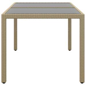 Zahradní stůl 150 x 90 x 75 cm tvrzené sklo a polyratan béžový - obrázek 3