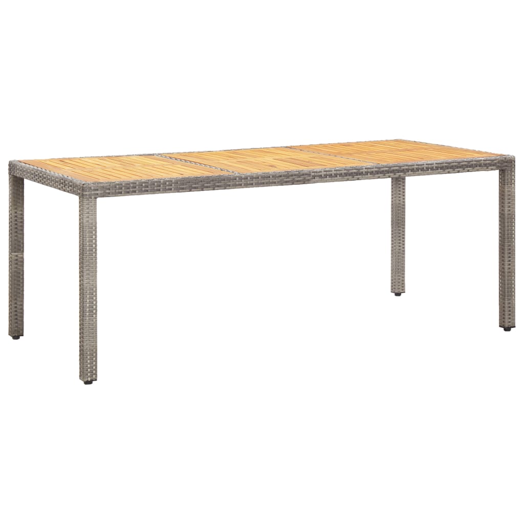 Zahradní stůl šedý 190 x 90 x 75 cm polyratan a akáciové dřevo