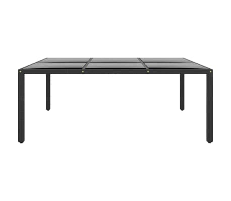 vidaXL Gartentisch 200x150x75 cm Hartglas und Poly Rattan Schwarz