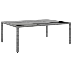 Zahradní stůl 200 x 150 x 75 cm tvrzené sklo a polyratan šedý - obrázek 1