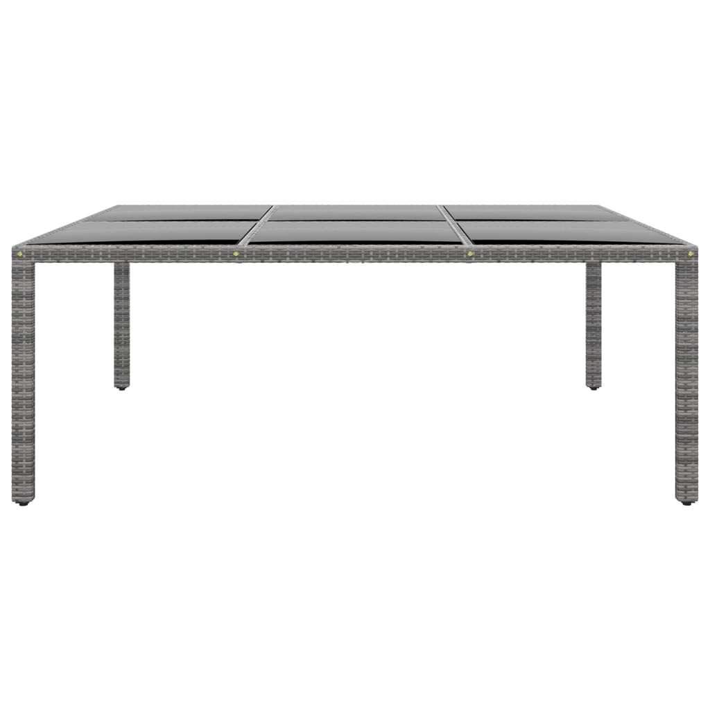 vidaXL szürke polyrattan és edzett üveg kerti asztal 200 x 150 x 75 cm