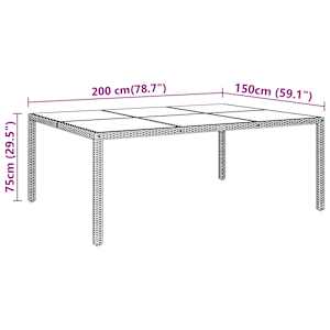 Zahradní stůl 200 x 150 x 75 cm tvrzené sklo a polyratan šedý - obrázek 5