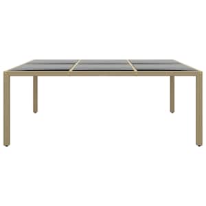 Zahradní stůl 200 x 150 x 75 cm tvrzené sklo a polyratan béžový - obrázek 2