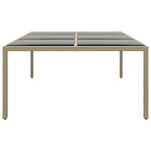 Zahradní stůl 200 x 150 x 75 cm tvrzené sklo a polyratan béžový - obrázek 3