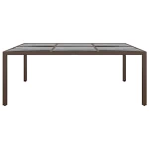 Zahradní stůl se skleněnou deskou hnědý 200 x 150 x 75 cm ratan - obrázek 2