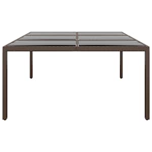 Zahradní stůl se skleněnou deskou hnědý 200 x 150 x 75 cm ratan - obrázek 3