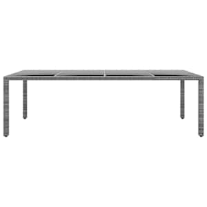 Zahradní stůl 250 x 100 x 75 cm tvrzené sklo a polyratan šedý - obrázek 2