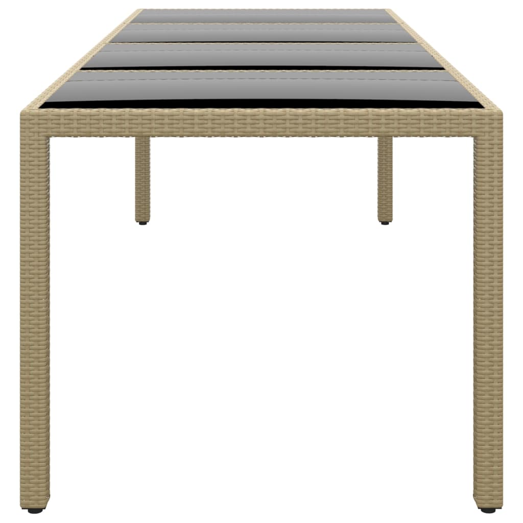 Thumbnail - vidaXL Gartentisch mit Glasplatte Beige Poly Rattan