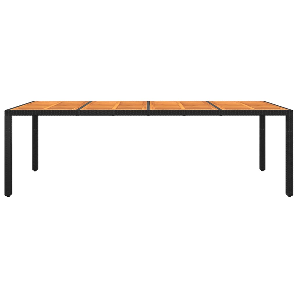 Garden Table 250x100x75 cm Acacia Wood and Poly Rattan Black 310596