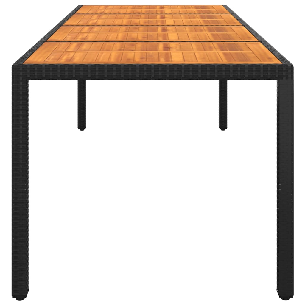 Garden Table 250x100x75 cm Acacia Wood and Poly Rattan Black 310596