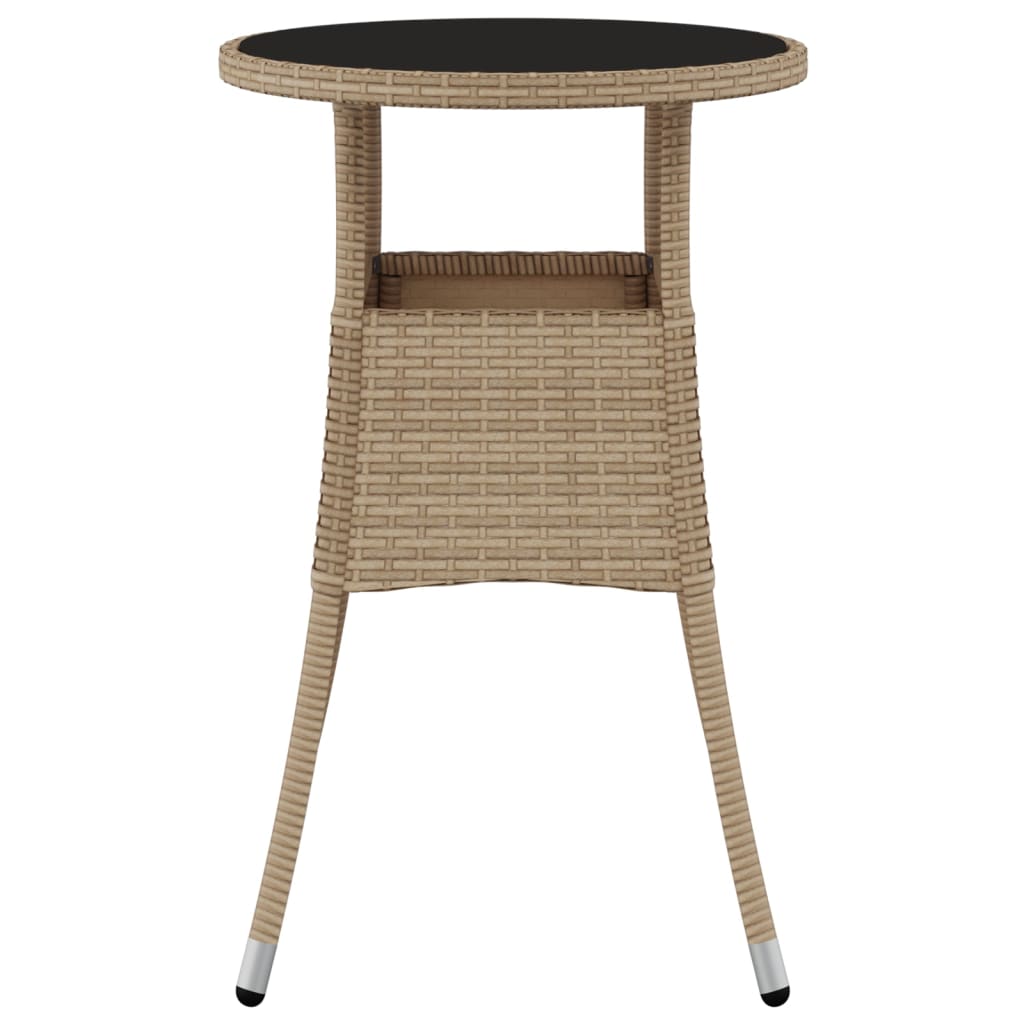 

vidaXL Tuintafel Ø60x75 cm gehard glas en poly rattan beige