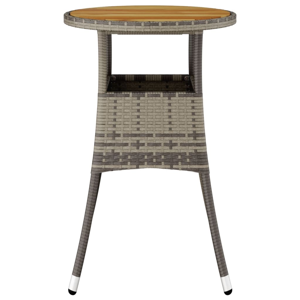  Záhradný stôl Ø60x75 cm akáciové drevo a polyratan sivý