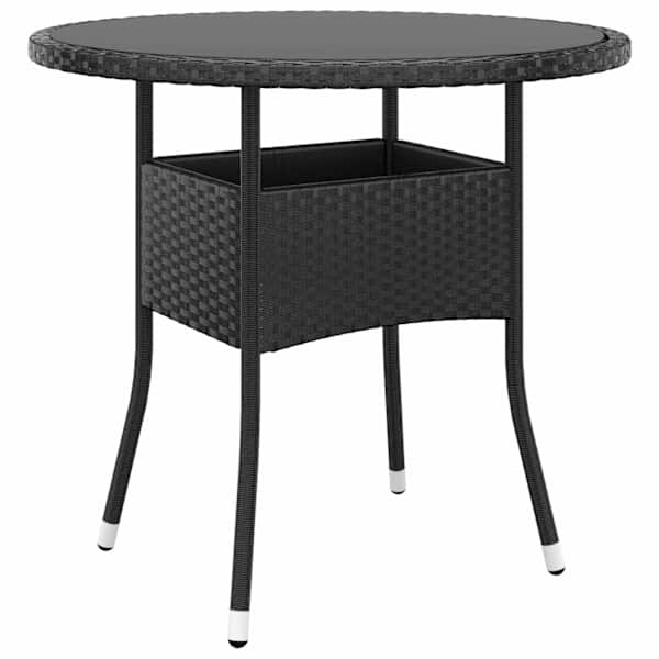 vidaXL aialaud, &Oslash;80x75 cm, karastatud klaas ja pol&uuml;rotang, must