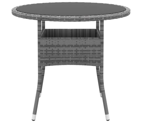 vidaXL Table de jardin &Oslash;80x75 cm Verre tremp&eacute;/r&eacute;sine tress&eacute;e Gris