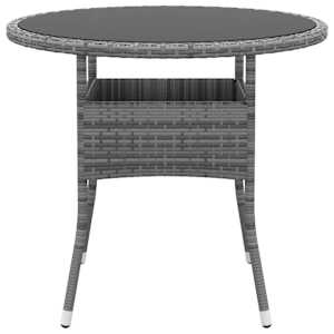 vidaXL Table de jardin &Oslash;80x75 cm Verre tremp&eacute;/r&eacute;sine tress&eacute;e Gris