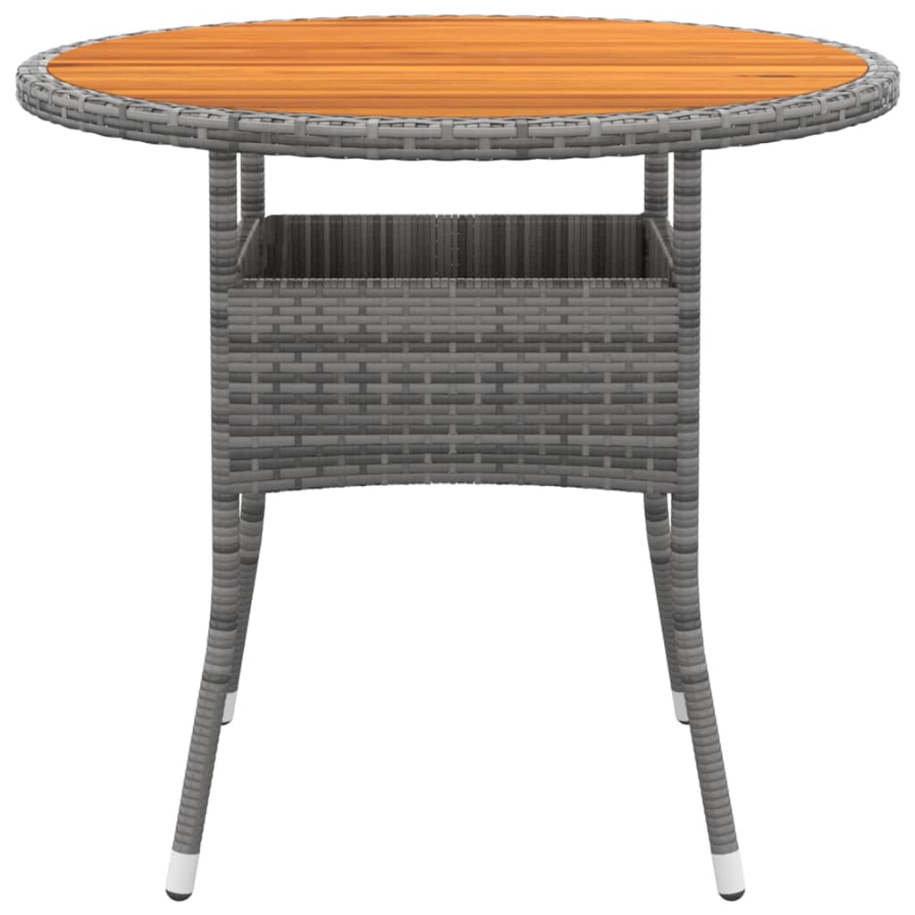vidaXL Tuintafel Ø80x75 cm acaciahout en poly rattan grijs afbeelding