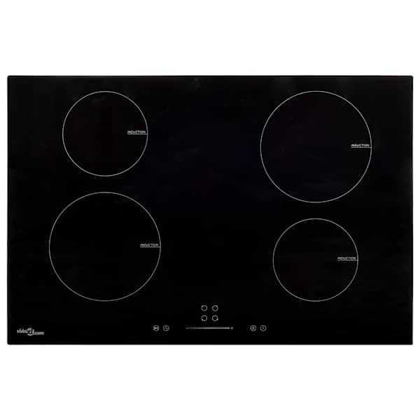 vidaXL induktsioonpliit 4 plaadiga, puutetundlik klaas 77 cm 7000 W