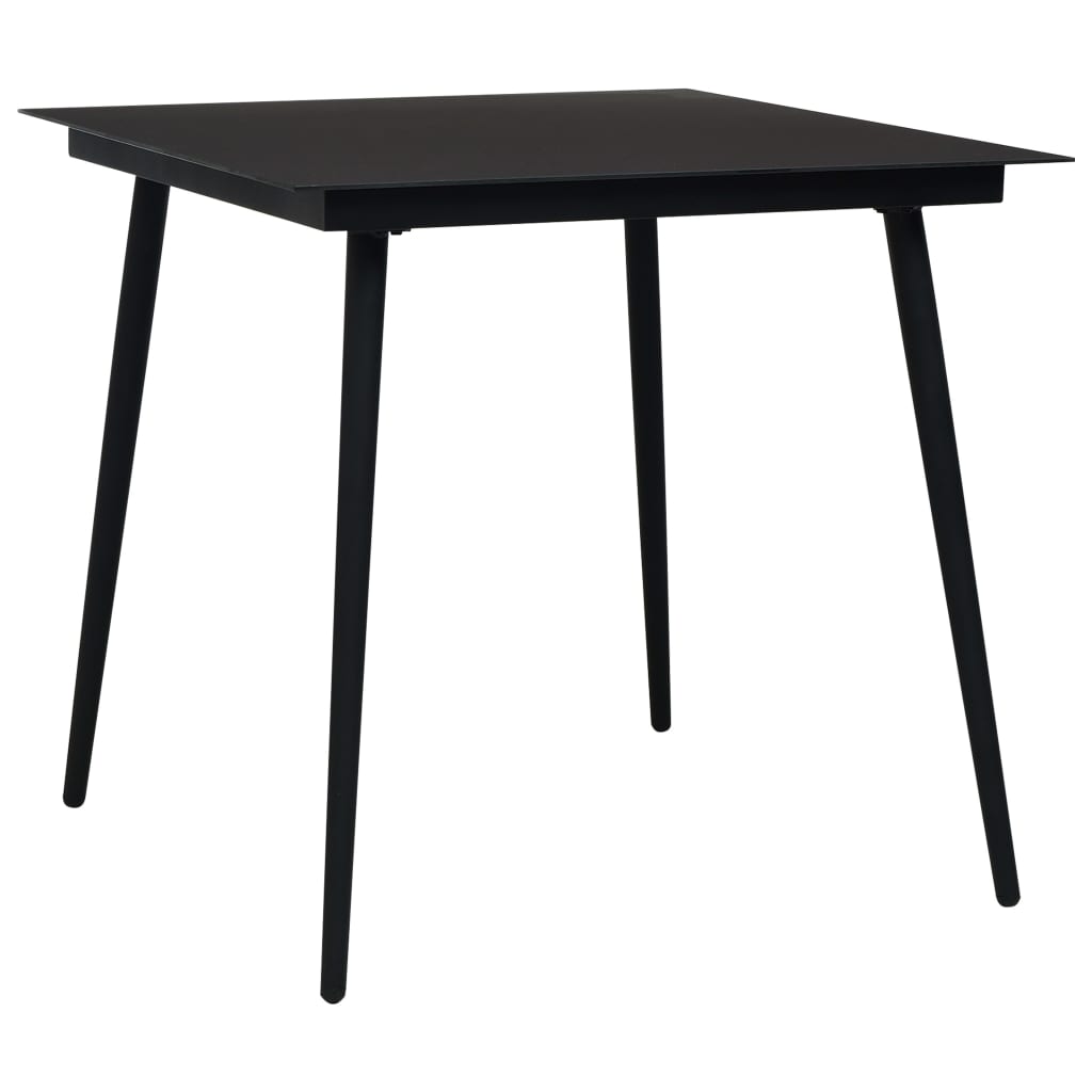 Image of vidaXL Garden Dining Table Black 80x80x74 cm Steel and Glass