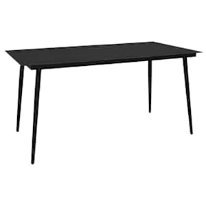 Vrtna jedilna miza črna 150x80x74 cm jeklo in steklo