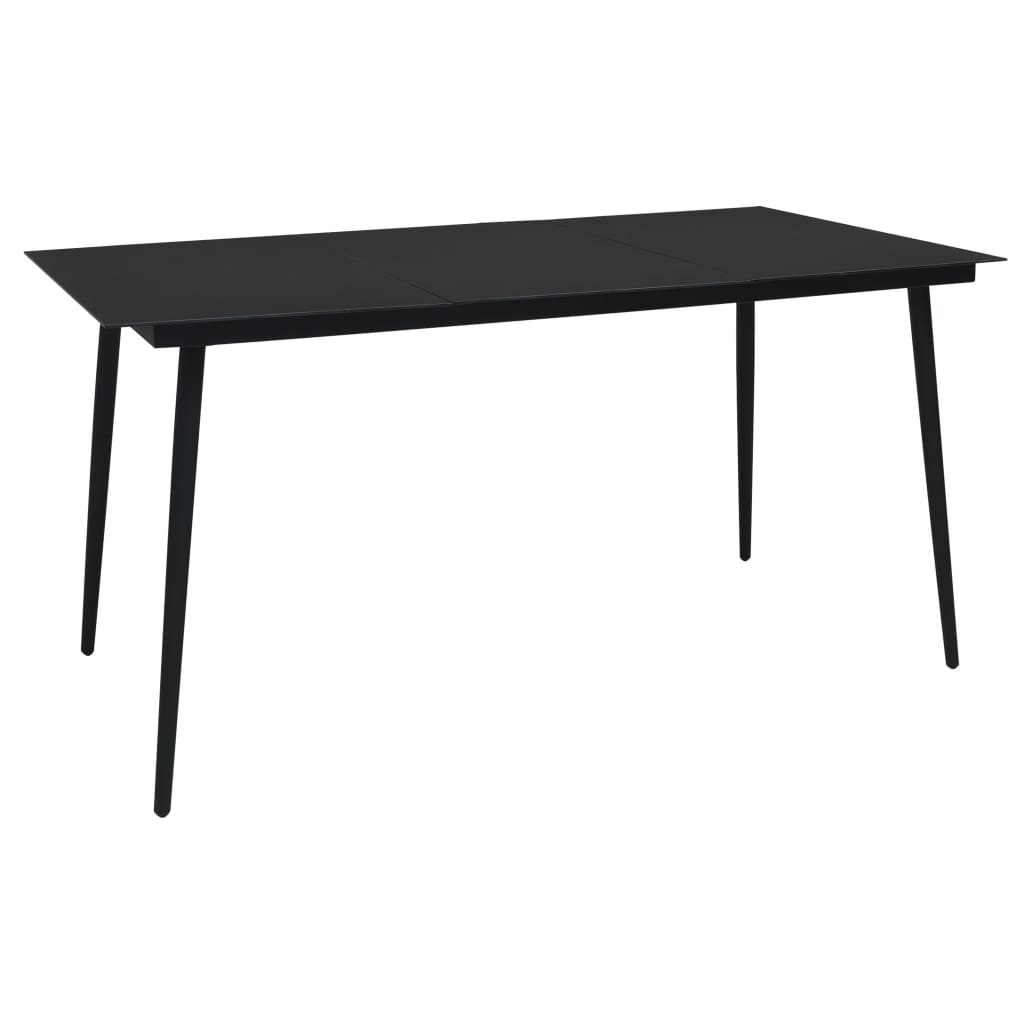  Záhradný jedálenský stôl čierny 190x90x74 cm oceľ a sklo