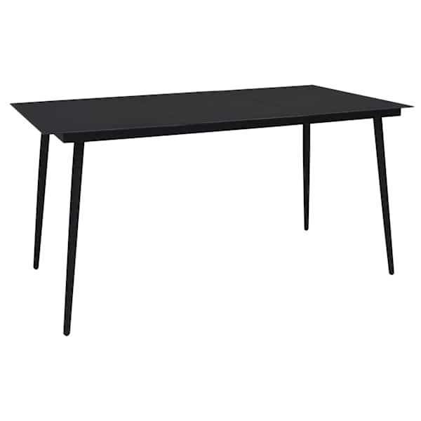 vidaXL aialaud, must, 190 x 90 x 74 cm, teras ja klaas