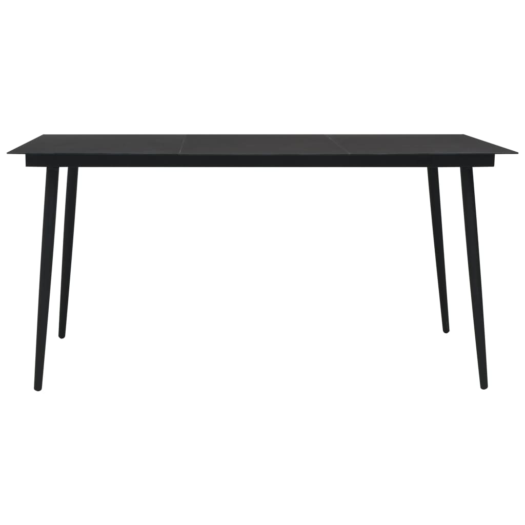  Záhradný jedálenský stôl čierny 190x90x74 cm oceľ a sklo